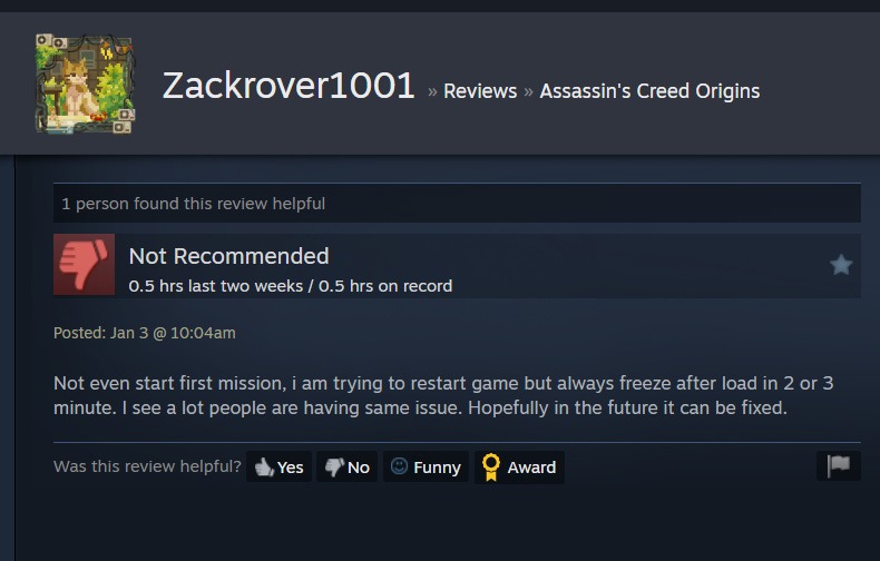 نقد منفی بازی Assassin's Creed Origins به دلیل مشکل با آپدیت جدید ویندوز 11