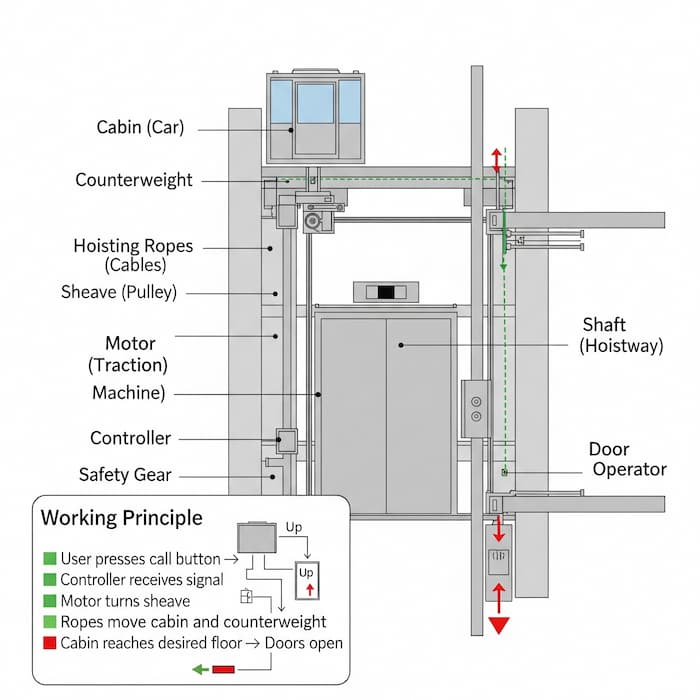 اجزای آسانسور