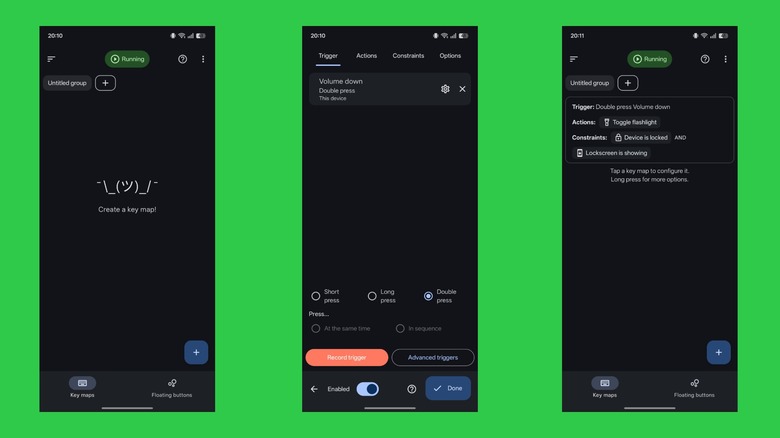 ایجاد یک نگاشت کلید برای روشن و خاموش کردن چراغقوه در Key Mapper روی گوشی اندرویدی.