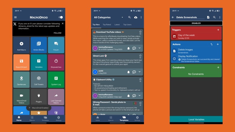 استفاده از اپلیکیشن MacroDroid روی گوشی اندرویدی.