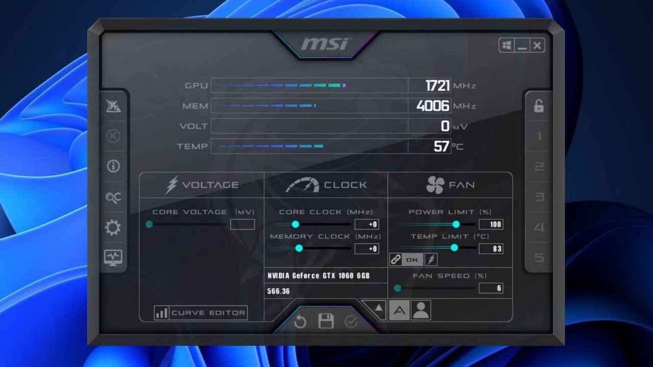 اورکلاک کارت گرافیک با MSI Afterburner