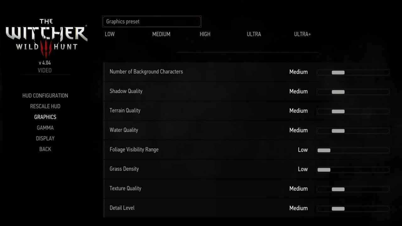 تنظیمات گرافیکی ویچر 3